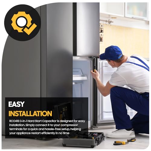 Seentech RCO410 3in1 Hard Start Capacitor Compatible With Refrigerators & Freezers 1/4-1/3 H.P. 115VAC – Repalces model: TJ90RCO410, AP4503017, 600-410, ERP410, HS410, RC0410, RCO-410