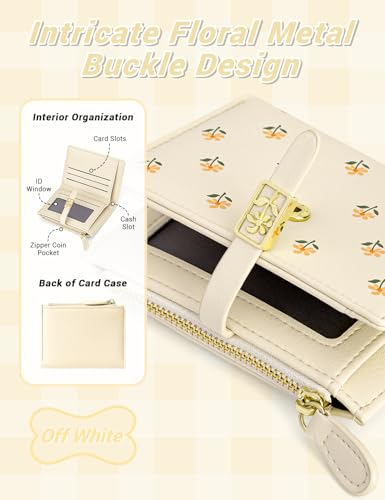 YINHEXI Women's Wallet, Faux Leather, Off White, Water Resistant, 5 Card Slots, 1 Cash Slot, 1 ID Window, 1 Zipper Coin Pocket, Portable, Fashionable, 4.53.71.2 Inch4