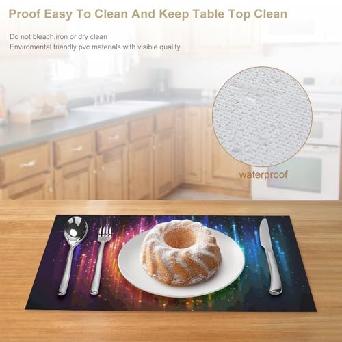 Sets de table en PVC fluo arc-en-ciel imperméables 30x45cm - 5