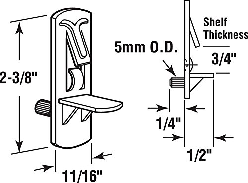image for Prime-Line U 11301 Self-Locking Shelf Support Pegs, 5mm. Peg x 3/4 In.