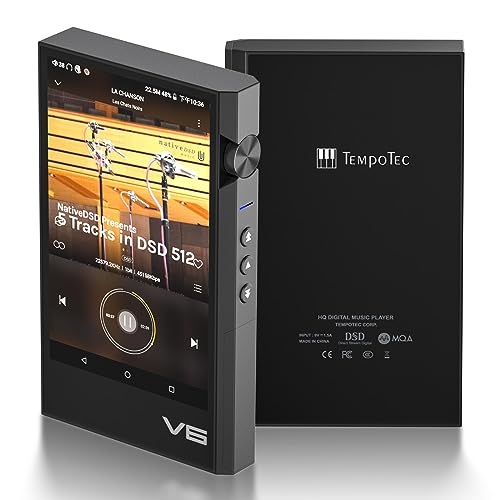 TempoTec V6 Reproductor de música de audio digital de alta resolución, reproductor de música HiFi DAP, reproductor de audio portátil de alta resolución, DSD MQA, Dual ak4493SEQ, Bluetooth