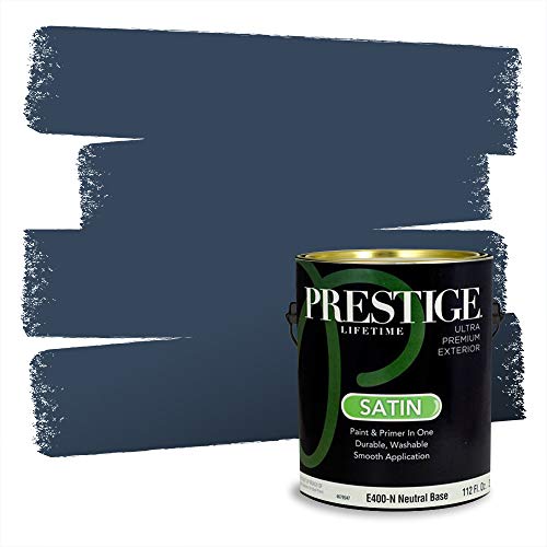 PRESTIGE Paints Exterior Paint and Primer In One, 1-Gallon, Satin, Comparable Match of Behr* Compass Blue*