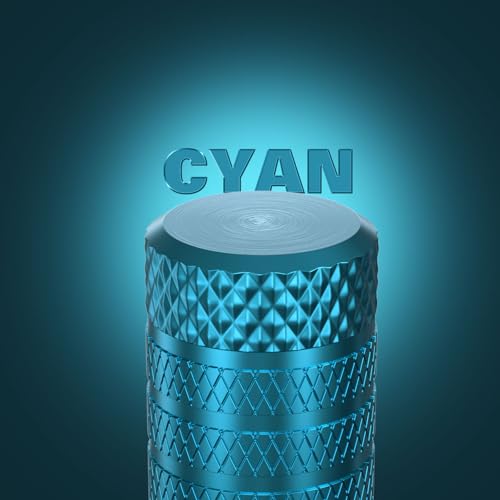 Image of CKAuto Tire Valve Stem Caps, Cyan, 4 pcs /Pack | Anodized Aluminum Tire Valve Cap Set, Corrosion Resistant, Universal Stem Covers for Cars Trucks Motorcycles SUVs and Bikes