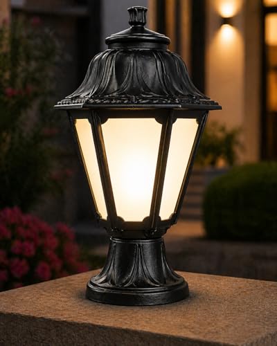 Image of Fumagalli|Outdoor Gate Light| Mikrolot Anna, Black Opal Diffuser| E27 Post Top| Shockproof| UV Stabilized| Antirust| Long-Life| IP55