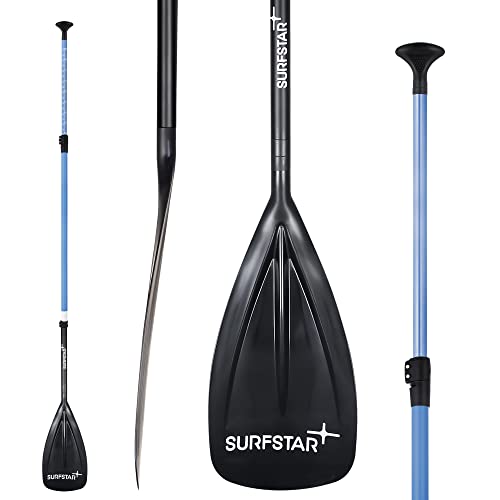 surfstar Fiberglass SUP Paddle, Floating Stand Up Paddle 3 Piece Adjustable Paddle Board Oars with Fiberglass Shaft and Nylon Blade, Paddleboard Paddle Length Adjustable 70-86 inches/180-220cm, Blue