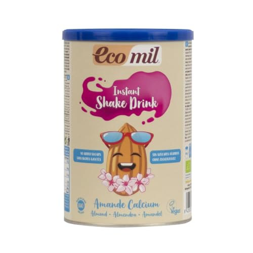 EcoMil - Almendra Nature Calcium Instant Bio, Bebida de Almendra en polvo, Bebida Vegetal Ecológica, Sin Azúcares añadidos - 400 g (¡El embalaje puede variar!)