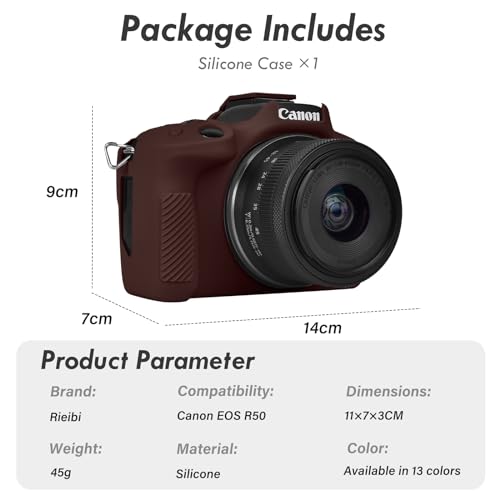 Rieibi EOS R50 Case, Soft Silicone Protective Case for Canon EOS R50 Camera, Lightweight Non-Slip Snug Fit Cover - Coffee - Image 2