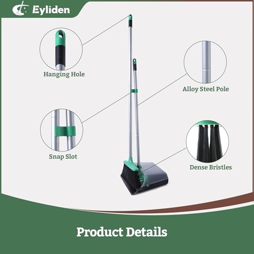 Eyliden Besen und Kehrschaufelset Set mit Langem Griff, Stehendes Kehrmaschine und Kehrschaufel Combo für die Bodenreinigung, Küche, Garage, Straße, Garten – Bild 5