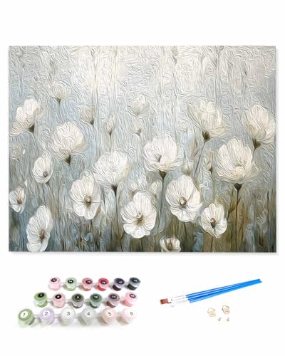 VamJump 数字油絵 手塗り 春 油絵 花 現代 テンマン 手描き DIY絵 初心者 時間をつぶす 壁飾り アートクラフト 絵画手芸キッ 絵の具をつける 塗りつぶし掛け 50x60cm