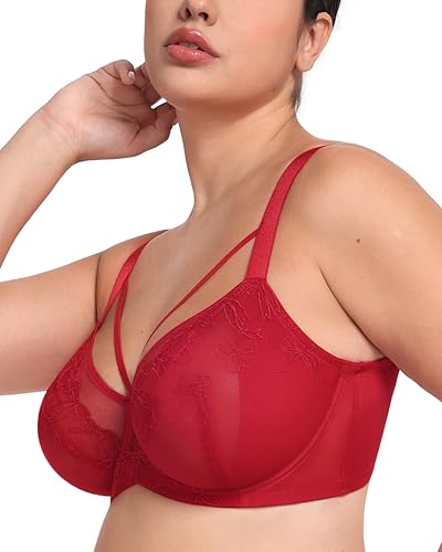 Image of HSIA Minimizer Bras for Women Full Coverage, Unlined Lace Sexy Plus Size Underwire Bra for Large Breasts