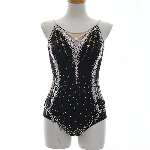 ZYDANC Professional Artistic Gymnastics Competition Costume Rhythmic Gymnastics Leotards Skating Dress Aerobics Suit,Black,15_16Years