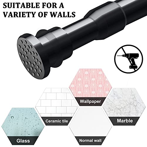 Image of Small Tension Curtain Rods 40-70cm Black, Heavy Duty Spring Tension Rods, Adjustable Extension Spring Rods Closet Rod Cupboard Bars Tensions Rod for small Windows, Kitchen, Cupboard, 16-28 inch