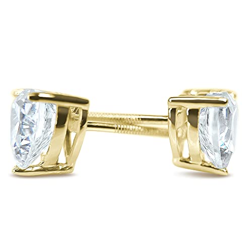 Diamond Studs, Mens Diamond Earrings, Diamond Earrings For Women, 14K Yellow Gold 2Ct Heart Cut Vvs1 D Color Screw Back Earrings [Simulated Diamond] #TOP4