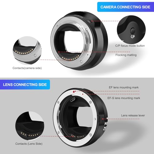 Adaptador de montura de lente con enfoque automático para lentes Canon EF/EF-S a cámaras sin espejo Sony E-Mount, compatible con Sony Alpha A9, A7R V/IV/III/II, A7 IV/III/II, A7C, A7S Series miniatura 4