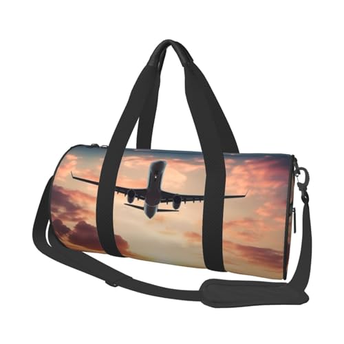 Travel Duffle Bag Weekender Bags For Men Women With Shoe Compartment Large Capacity Weekender Overnight Bag Airplane Sunset Sky Carry On Tote Bags Sport Gym Bag For Travel Yoga
