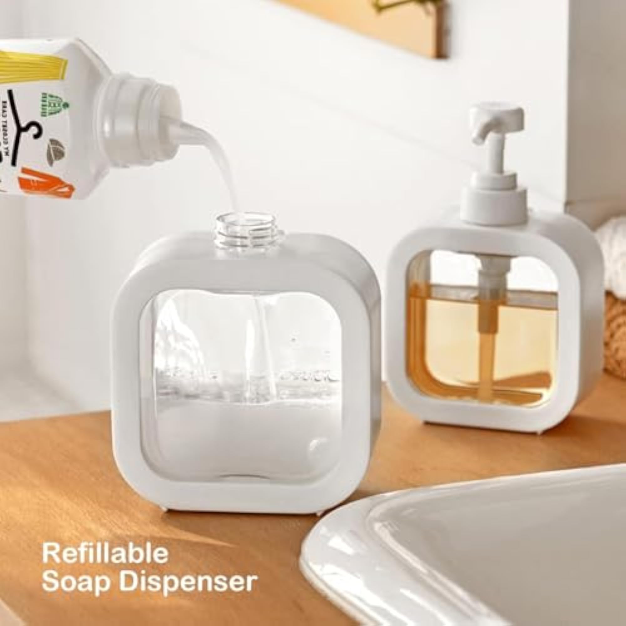 Clear Plastic Soap Dispenser Bottles with Pump, Home & Kitchen