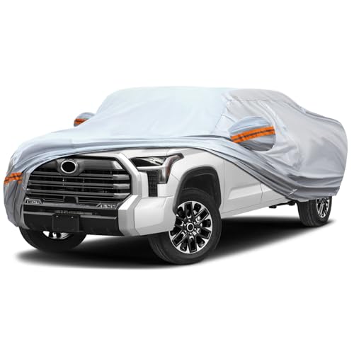 Image of Car Cover, Fit for 230 inch-260 inch Length Pickup Truck, 6-Layer All-Weather Waterproof, Universal in All Seasons, Snow Prevention, Rainproof, Acid Rainproof, Sunscreen, Orange Reflective Strip