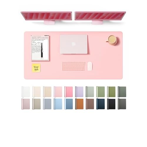 YSAGi Leather Desk Protector, Office Mat, Large Mouse Mat, Non-Slip PU Leather Blotter, Laptop Pad, Waterproof Writing Pad for Office and Home (Light