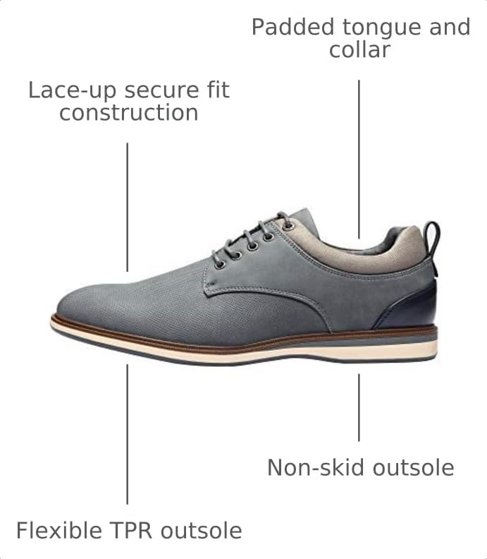 Image of Bruno Marc Men's Dress Shoes Casual Business Oxford | Scaled Synthetic Upper, Soft Removable Footbed, Lace-up Secure Fit, Flexible Outsole for Daily Work & Casual Wear
