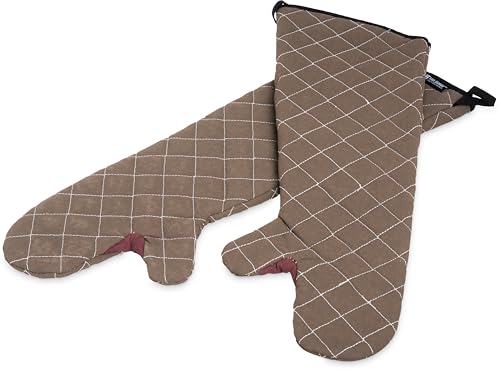 San Jamar 800FG24 BestGuard Commercial Heat Protection Up to 450° F Oven Mitts (Pair), 24' Length, Tan, 1 Count (Pack of 1)