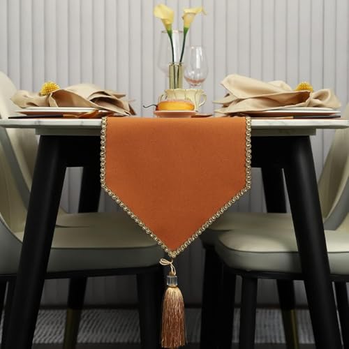 Camino de mesa de vinilo ligero, mantel impermeable portátil, fundas de mesa de PVC lavables (color: naranja, tamaño: 30 cm x 228 cm (12 pulgadas x 90 pulgadas)) (naranja 30 x 228 cm (12 pulgadas x 90