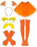 Dnicukii 6pcs Orange Tutu Costume for Women Yellowe Tutu Accessories Set for Halloween Reading Week Role-Playing Themed