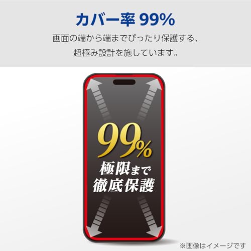 エレコム iPhone15 ガラスフィルム 全面 99%画面保護 硬度10H クリア PM-A23AFLKGG