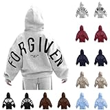 Forgiven Hoodie Men Women Letter Graphic Print Hoodies Oversized Pullover Sweatshirts Fashion Streetwear with Pockets