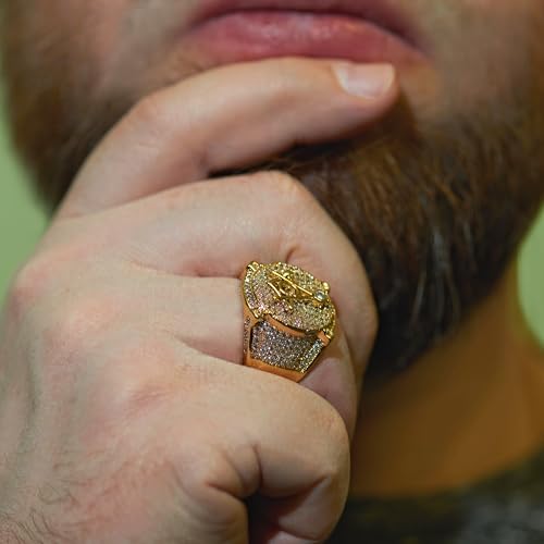 LIFETIME JEWELRY Masonic Ring 24k Real Gold Plated Blinged Out Cubic Zirconia Mens Ring2