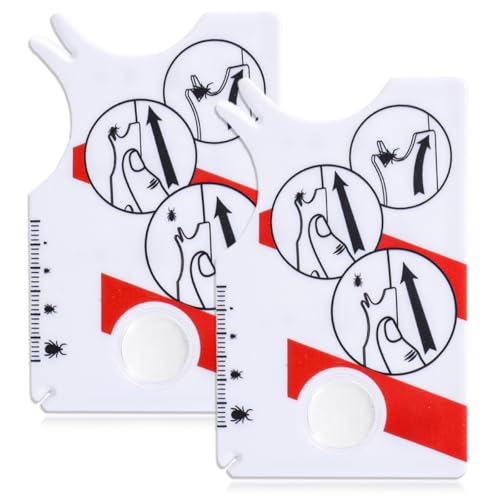 Giantree 2 Stück Zeckenkarte Mit Lupe, Zeckenkarte Mensch Schnelle Reinigung Von Zecken Zeckenentferner Kinder Mit Lupe Kompakt Und Tragbar Zecken Vom Haustier oder Menschen Entfernen