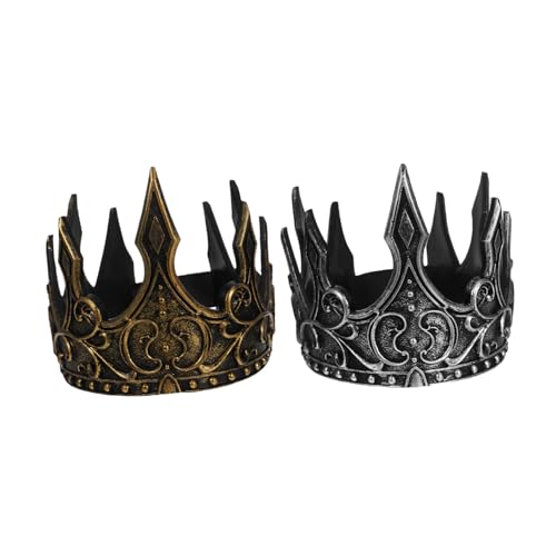 iplusmile 2 piezas Medieval Suave PU Dorada y Plateada Diadema para Hombre de Cosplay y Decoración para Fiestas y Eventos Especiales