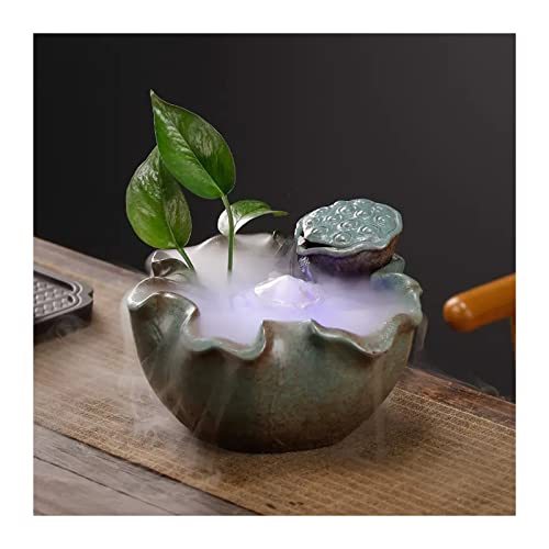Fuente de agua de mesa de hoja de loto de cerámica china artesanal 2