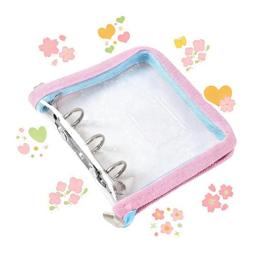 シール帳 A8 バインダー式 ノート シール台紙 透明1ポケットインナーシート計40枚 ステッカーブック フォトアルバム カードポケット 手帳 プリ帳 カードスリーブ 持ち運びに便利な軽量設計 男女兼用 ギフトにも最適 (B)