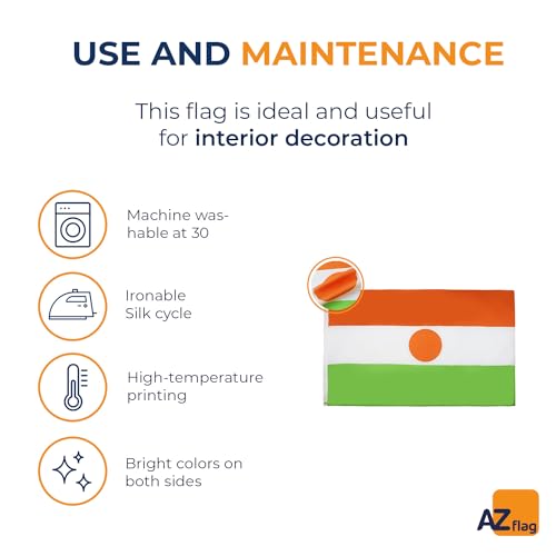 Image of AZ FLAG - Niger Flag - 3x5 Ft - Light Polyester Nigerian Banner with Two Brass Eyelets - Fade Resistant - Vivid Colors - 3' x 5' Feet - 150x90 Cm