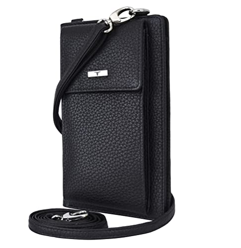 Image of URBAN FOREST Ruby Black Leather Sling Wallet for Women