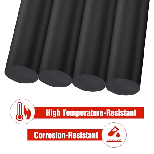 Image of 4 Pack Round Acetal Copolymer Rods, 1 Inch Diameter and 12 Inch Length Plastic Delrin /Acetal Rod, Standard Tolerance, Opaque Black Acetal Copolymer Rod Perfect for Non-Marring Fixtures