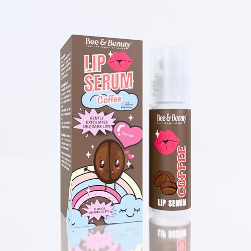 Image of Bee & Beauty Moisturizing Lip Serum Roll On - 5ml | With Aromatic Coffee Infusion | Nourishes, Hydrates and Gently Exfoliates | For Men and Women | Natural Pink Lip Roll On For Daily Lip Care