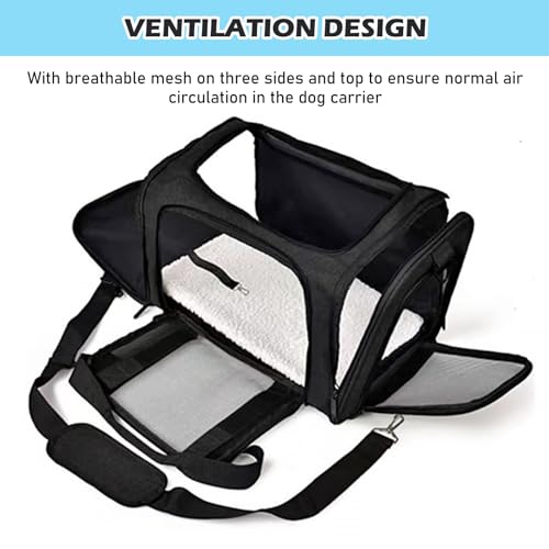 BYZESTY Transportbox Katze Hund Katzentransportbox Hundebox Faltbar Hundetransportbox Katzen Transportboxen Hundetasche Katzenbox Katzentransporttasche Inkl. Hundenapf, 42 x 27 x 28 cm (Schwarz 2)