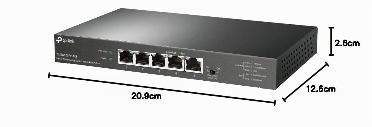 TL-SG105PP-M2 switch Non géré Gigabit Ethernet (10/100/1000) Noir