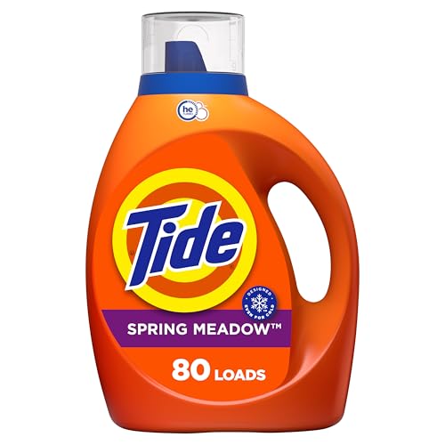 Image of Tide Liquid Laundry Detergent, Spring Meadow Scent, 100 fl oz, 80 Loads, Boosted Clean Even in Cold Water with Concentrated Washing Soap