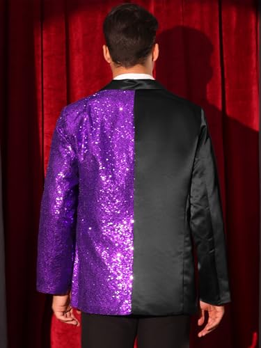 Lars Amadeus Sequin Blazers for Men's Color Block Peak Lapel Tuxedo Sparkly Patchwork Suit Jacket3