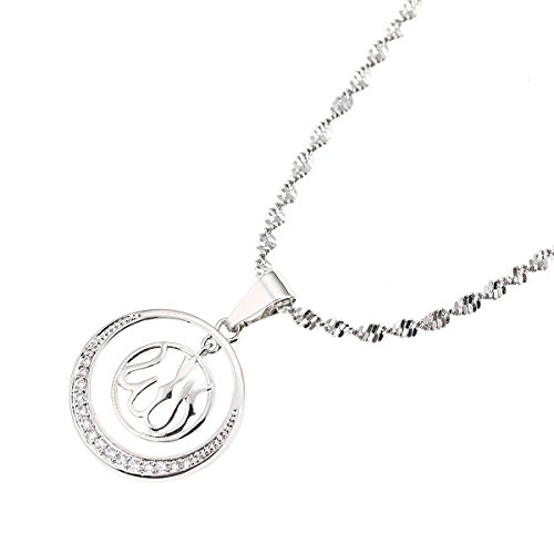 24k Gold Allah Pendant Necklace with Rhinestones
