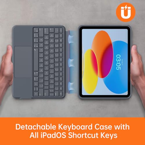 Teclado Bluetooth inalámbrico iPad 10 generación extraíble con soporte magnético 3