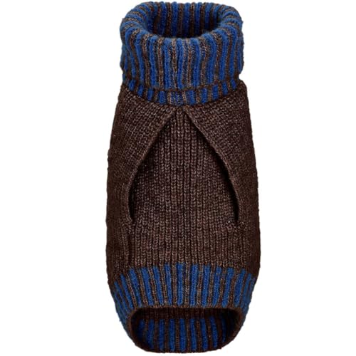 Hunter Hundepullover Odense, Strickpullover für Hunde, weich & elastisch, mit hohem Kragen, Partnerlook mit Mütze, waschbar, Farbe: braun/blau, Größe: 80