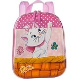 Mochila Infantil Gatinha Marie, Rosa, EVA e Poliéster, Tamanho P, 27x20x9cm, com Alças Ajustáveis, 280g