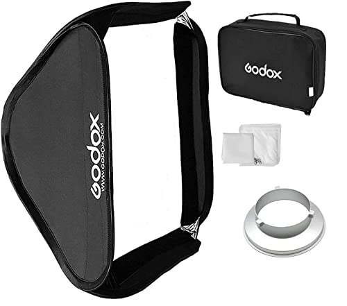 Godox Softbox 24\" x 24\" Quick Release Foldable Square Soft Box with Bowens Mount Speedring Adapter for Photography Studio Lighting (60cm x 60cm)