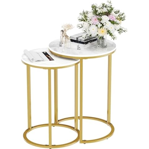 FATIVO Marble Top Nesting End Tables Cover