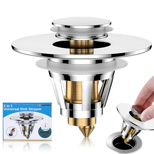 JUANSHI® Universal 2 in 1 Badezimmer Waschbeckenstöpsel, Pop Up...