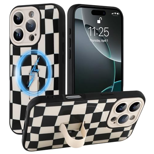 SOKAD Magnetic Checkered Case for iPhone 16 Pro Max with Finger Strap Stand by SOKAD - Used condition - US$17.12