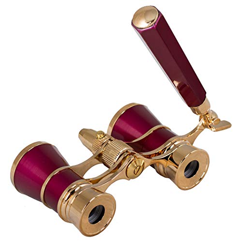 Levenhuk Broadway 325N Opera Glasses (Red Theater Binoculars with LED Light and Extendable Handle)